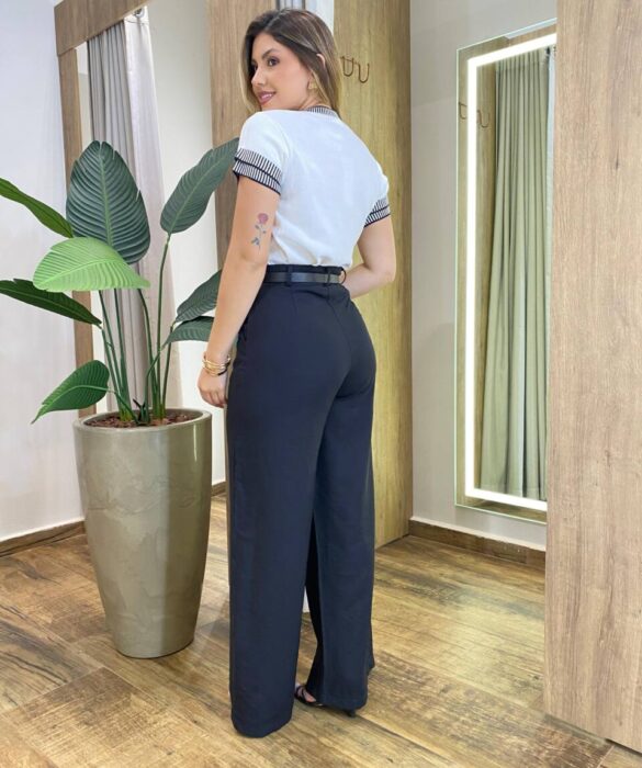 Blusa Feminina Sofy Manga Curta Modal com Detalhes Branca - Fernanda Ramos Store