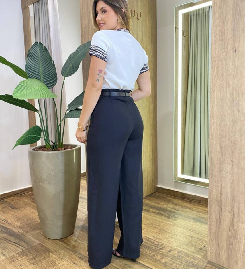 Blusa Feminina Sofy Manga Curta Modal com Detalhes Branca - Fernanda Ramos Store