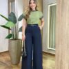 Blusa Feminina Sofy Manga Curta Modal com Detalhes Verde Pistache - Fernanda Ramos Store
