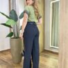 Blusa Feminina Sofy Manga Curta Modal com Detalhes Verde Pistache - Fernanda Ramos Store