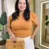 Blusa Feminina Tee Muscle Plus Caramelo - Fernanda Ramos Store