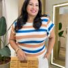 Blusa Feminina Tee Muscle Plus Estampada com Listras Off White - Fernanda Ramos Store