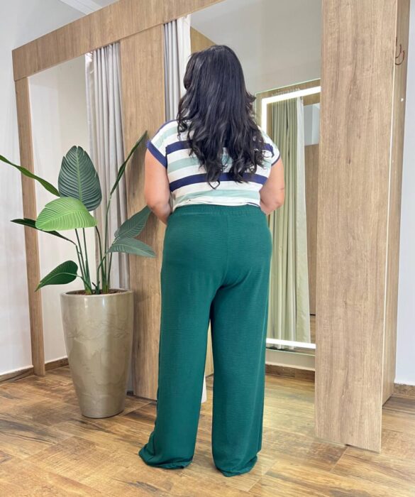 Blusa Feminina Tee Muscle Plus Estampada com Listras Verde - Fernanda Ramos Store