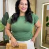 Blusa Feminina Tee Muscle Plus Verde Musgo - Fernanda Ramos Store