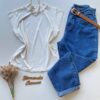 Blusa Feminina Tee Muscle Sabrina Gola Alta Branca - Fernanda Ramos Store
