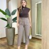 Blusa Feminina Tee Muscle Sabrina Gola Alta Marrom - Fernanda Ramos Store