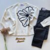 Blusa Manga Longa Feminina Anne Tricot Modal Detalhe Flor Branca - Fernanda Ramos Store