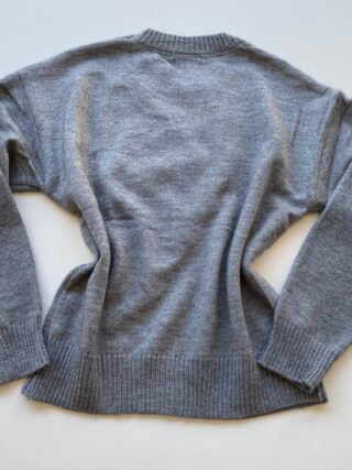 Blusa Manga Longa Feminina Anne Tricot Modal Detalhe Flor Cinza - Fernanda Ramos Store