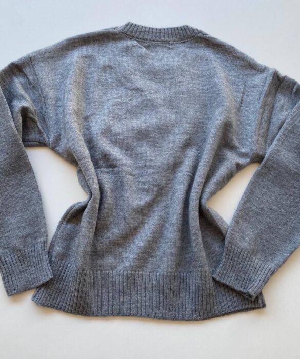 Blusa Manga Longa Feminina Anne Tricot Modal Detalhe Flor Cinza - Fernanda Ramos Store
