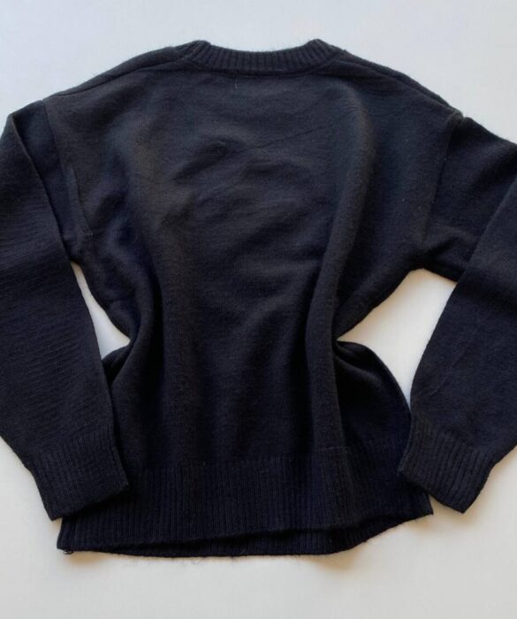 Blusa Manga Longa Feminina Anne Tricot Modal Detalhe Flor Preto - Fernanda Ramos Store