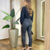 Blusa Manga Longa Feminina Anne Tricot Modal Detalhe Flor Preto - Fernanda Ramos Store