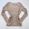 Blusa Manga Longa Modal com Botões e Canelada Bege C7527 - Fernanda Ramos Store
