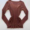 Blusa Manga Longa Modal com Botões e Canelada Marrom C7527 - Fernanda Ramos Store