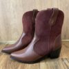 Bota Western Suellen Couro com Camurça de Bico Fino Marrom - Fernanda Ramos Store