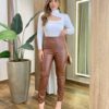 Calça Feminina Couro Eco Skinny Giulia Caramelo - Fernanda Ramos Store