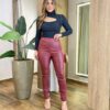 Calça Feminina Couro Eco Skinny Giulia Marsala - Fernanda Ramos Store