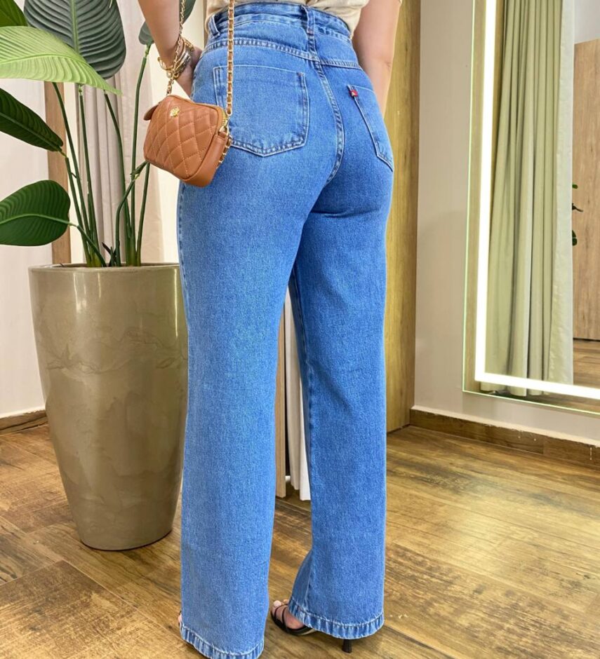 Calça Feminina Jeans Médio Wide Leg Verônica 016623 - Fernanda Ramos Store