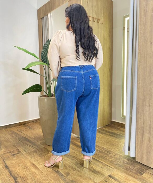 Calça Feminina Mom Plus com Cinto Jeans 016731 - Fernanda Ramos Store