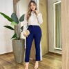Calça Feminina Social Caroline com Elástico Azul Marinho - Fernanda Ramos Store