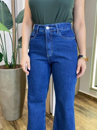 Calça Jeans Escuro Feminina Wide Leg AA100063M - Fernanda Ramos Store