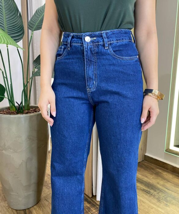 Calça Jeans Escuro Feminina Wide Leg AA100063M - Fernanda Ramos Store