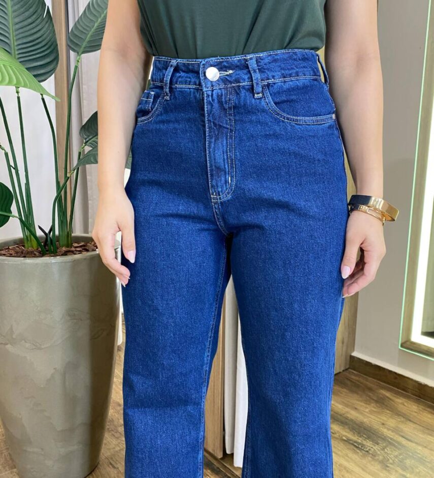 Calça Jeans Escuro Feminina Wide Leg AA100063M - Fernanda Ramos Store