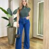 Calça Jeans Escuro Feminina Wide Leg AA100063M - Fernanda Ramos Store