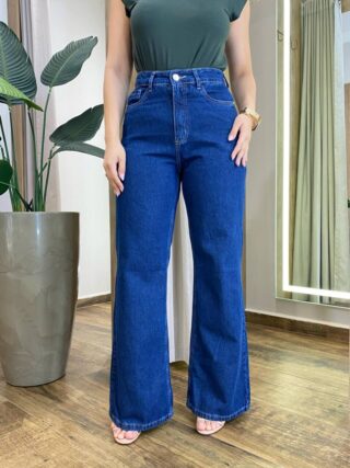 Calça Jeans Escuro Feminina Wide Leg AA100063M - Fernanda Ramos Store