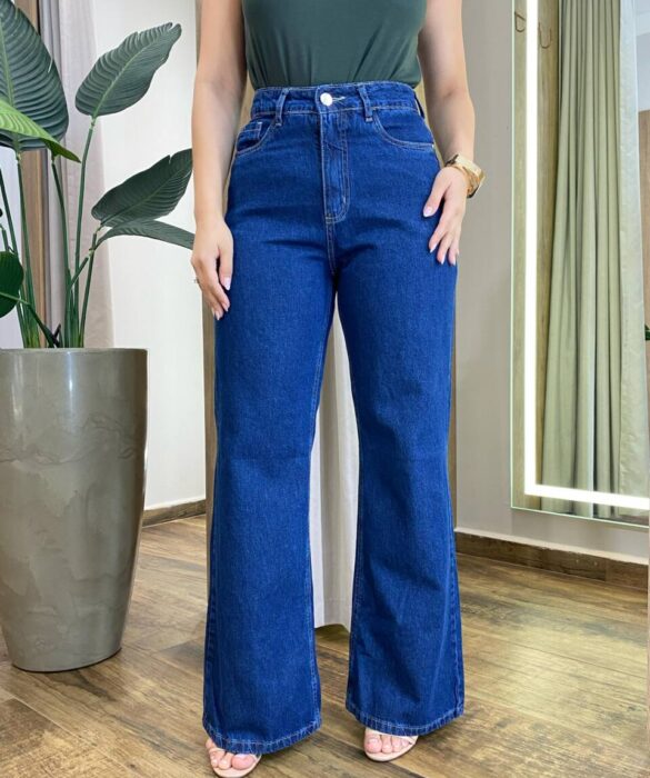 Calça Jeans Escuro Feminina Wide Leg AA100063M - Fernanda Ramos Store