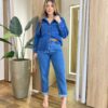 Camisa Feminina Oversized com Bolsos Jeans Médio 023397 - Fernanda Ramos Store