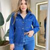 Camisa Feminina Oversized com Bolsos Jeans Médio 023397 - Fernanda Ramos Store