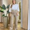 Camisa Feminina Social Amber Manga Longa com Botões Branca AC99133 - Fernanda Ramos Store