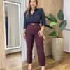 Camisa Feminina Social Amber Manga Longa com Botões Preta AC99133 - Fernanda Ramos Store