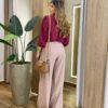 Camisa Feminina Social Amber Manga Longa com Botões Vinho AC99133 - Fernanda Ramos Store