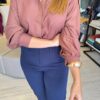 Camisa Feminina Social Ashiley Manga Longa Marrom - Fernanda Ramos Store