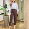Camisa Feminina Social Ashiley Manga Longa Mesclada Cru - Fernanda Ramos Store