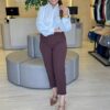 Camisa Feminina Social Ashiley Manga Longa Off White - Fernanda Ramos Store