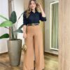 Camisa Feminina Social Elowen Manga Longa Detalhe Bordado Preta - Fernanda Ramos Store