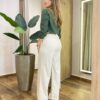 Camisa Feminina Social  Manga Longa Viscose Verde Militar - Fernanda Ramos Store