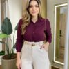 Camisa Feminina Social Sofya Manga Longa Marsala - Fernanda Ramos Store
