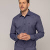 Camisa Masculina Caw Fil a Fil Manga Longa Azul - Fernanda Ramos Store