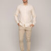 Camisa Masculina Caw Linho Liso Regular Manga Longa Cru - Fernanda Ramos Store