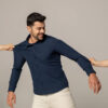 Camisa Masculina Caw Regular Manga Longa Azul - Fernanda Ramos Store