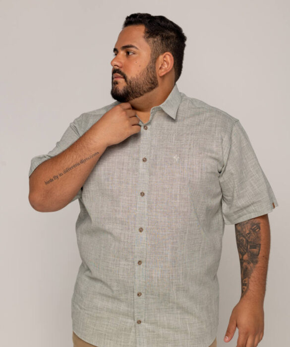 Camisa Masculina Caw Regular Verano Manga Longa Verde - Fernanda Ramos Store