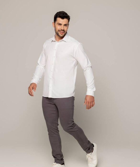 Camisa Masculina Caw Slim Manga Longa Branca 1217699 - Fernanda Ramos Store