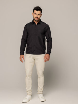 Camisa Masculina Caw Slim Manga Longa Preta 1217699 - Fernanda Ramos Store