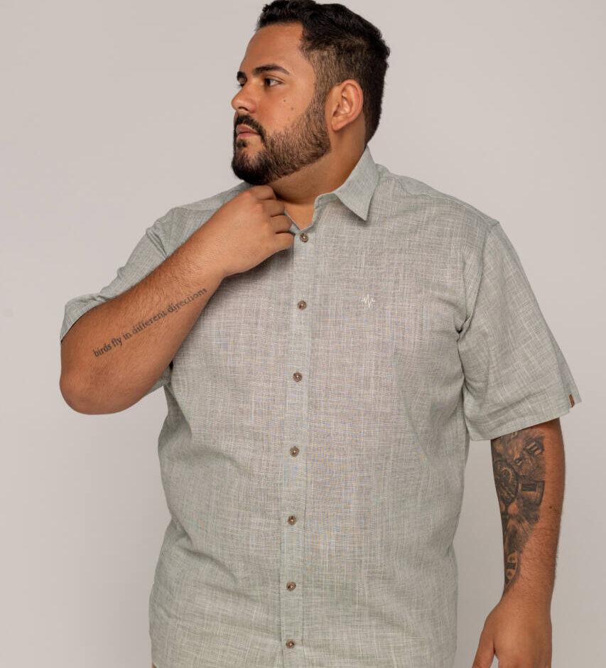 Camisa Masculina Caw Verano Manga Longa Verde 12419 - Fernanda Ramos Store