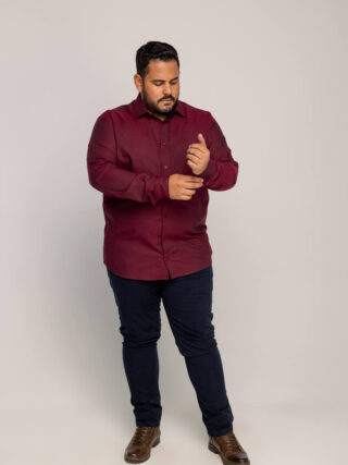 Camisa Masculina Caw Vercelli Manga Longa Bordo 12426 - Fernanda Ramos Store