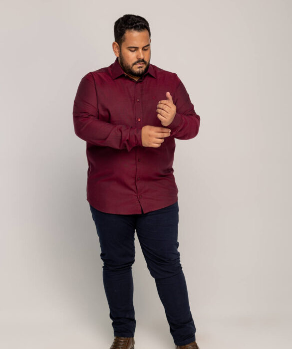 Camisa Masculina Caw Vercelli Manga Longa Bordo 12426 - Fernanda Ramos Store