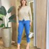 Cardigan Anne Manga Longa Modal com Botões Bege - Fernanda Ramos Store